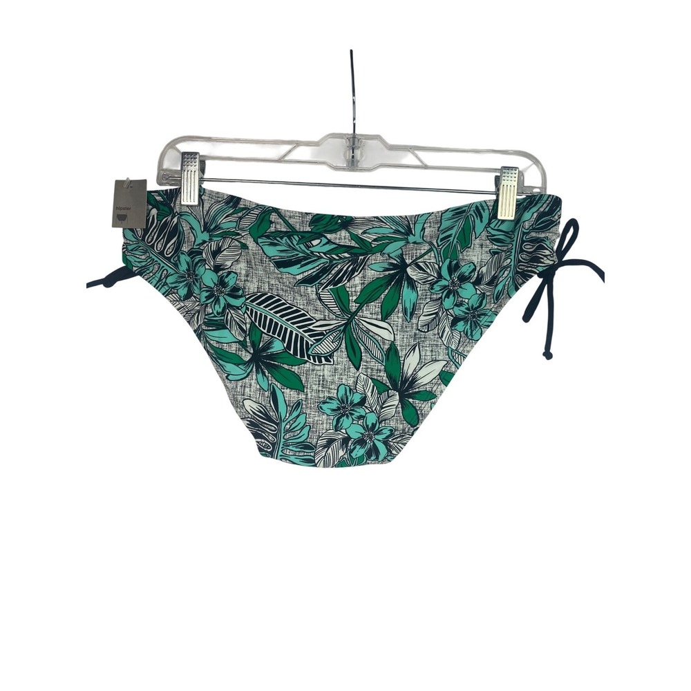 Women's Bikini Bottom XL Green Tropical Print Tie Side Hipster Swim Bottom NWT - Picture 2 of 9